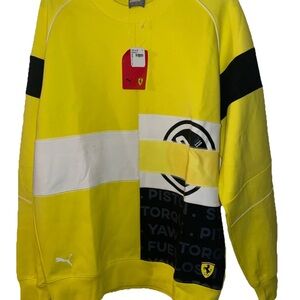 Mens Puma Ferrari SF Street Crew Neck medium yellow rare color nwt